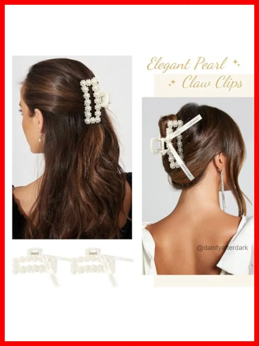 8 Pack Pearl Bridesmaid Hair Claw Clips with Ribbon Large Hair Accessories